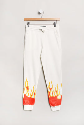 Jogger en Molleton Imprimé Flamme Arsenic Junior